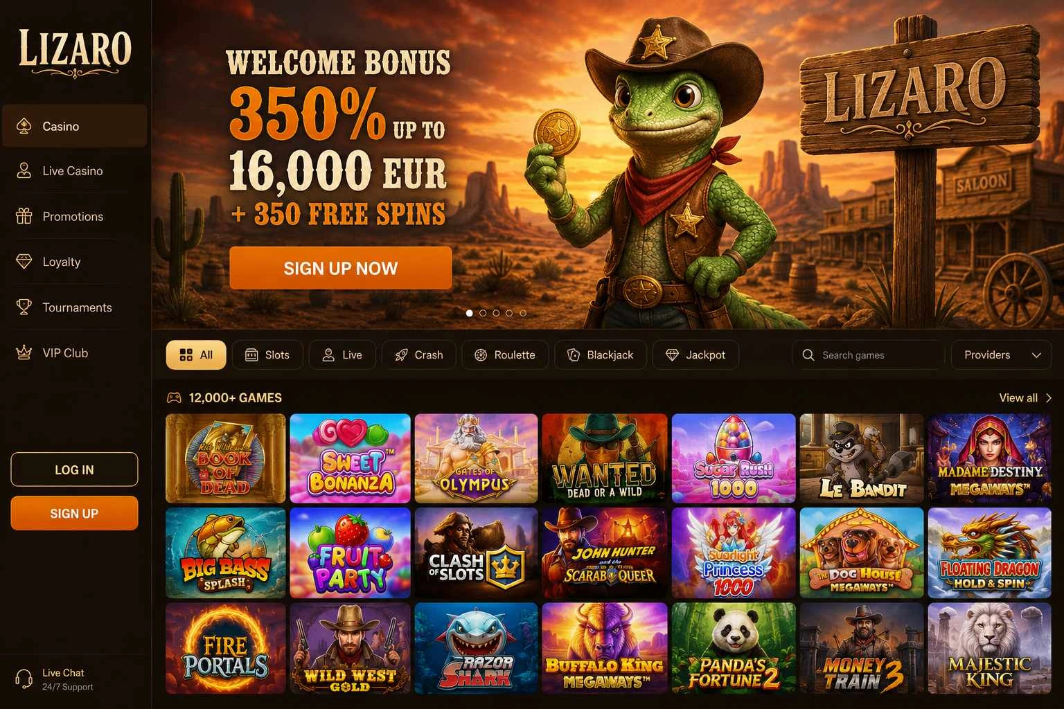 Non GamStop UK — Lizaro widest library with 12,000+ titles